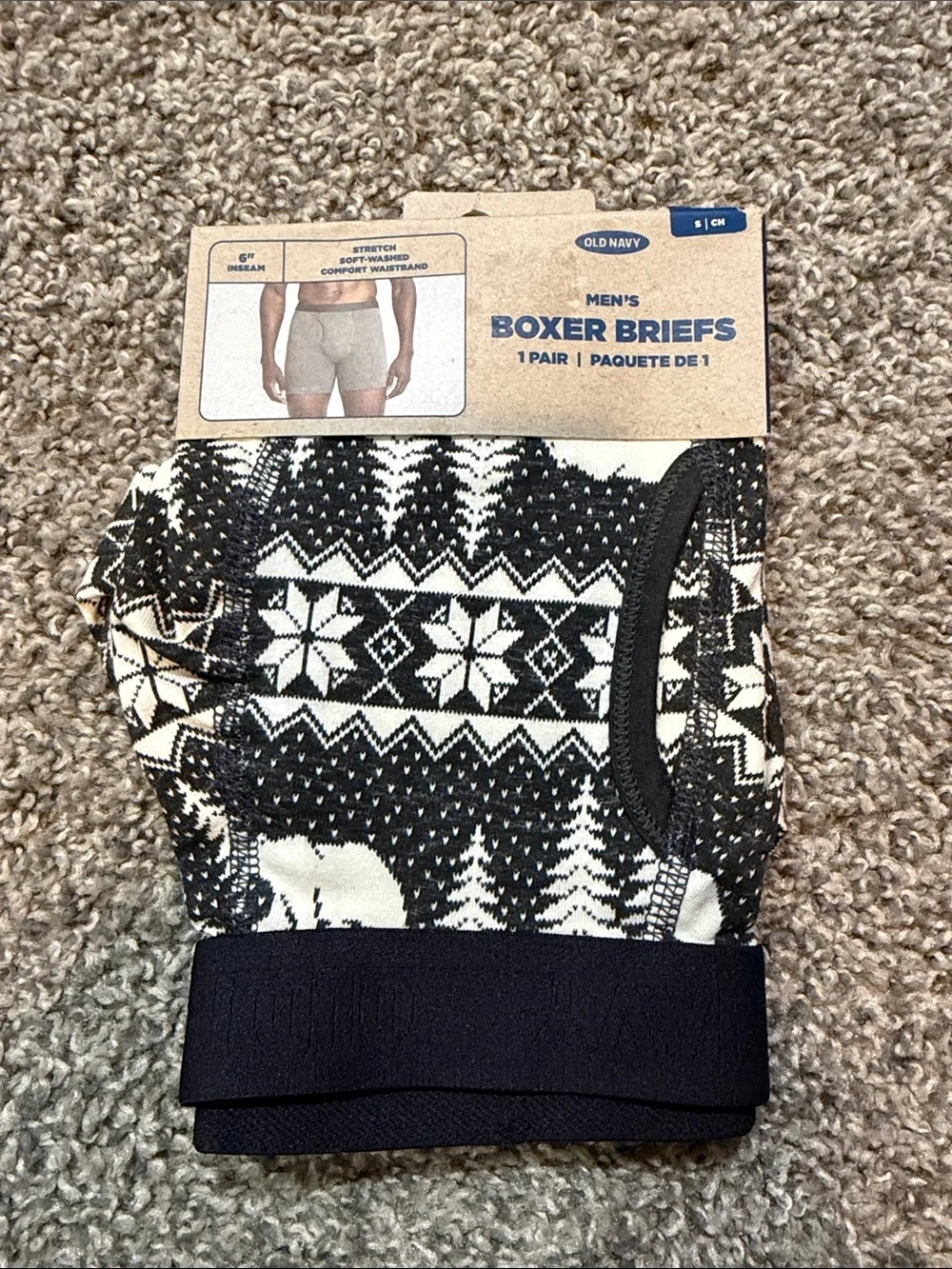Old Navy Black and White Men's Boxer Briefs - Holiday Fair Isle
